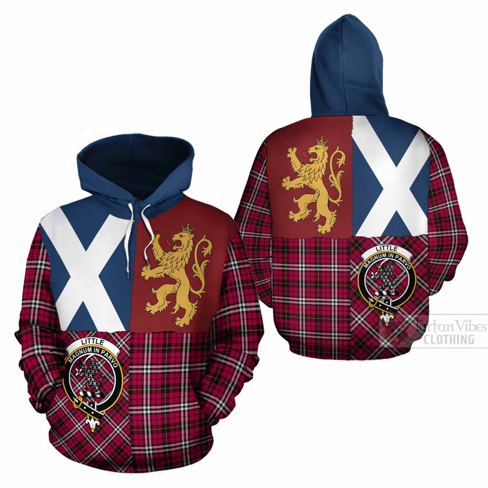 Little Crest Tartan Cotton Hoodie with Lion Rampant Saltire Style - Tartan Vibes Clothing