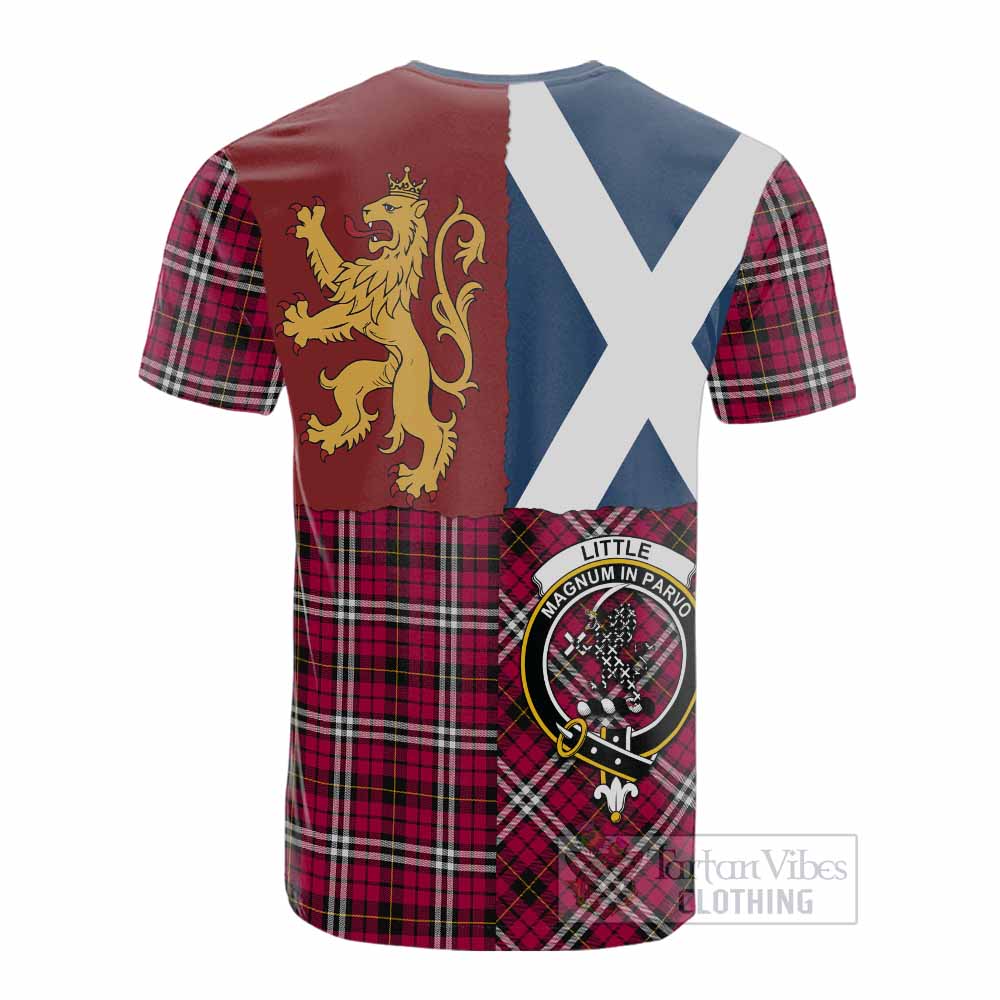 Little Crest Tartan Cotton T-shirt with Lion Rampant Saltire Style - Tartan Vibes Clothing