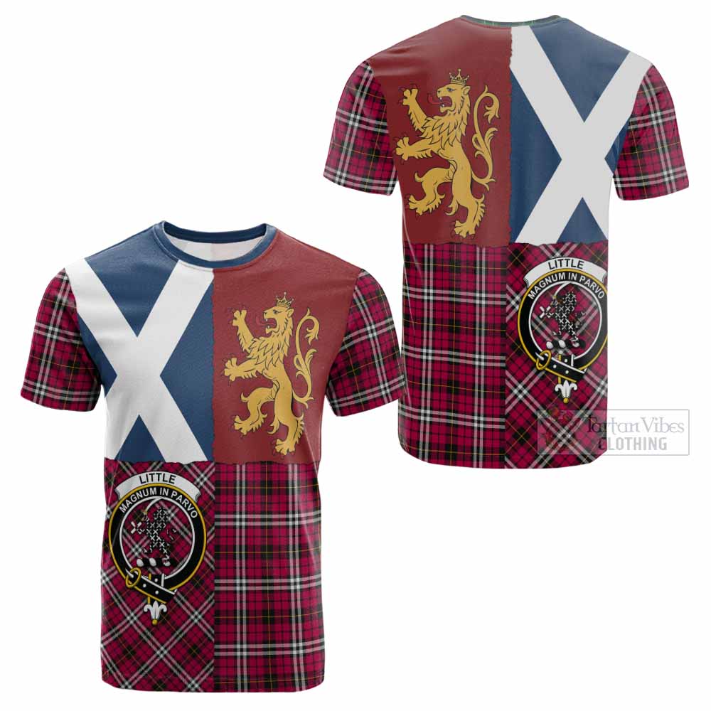Little Crest Tartan Cotton T-shirt with Lion Rampant Saltire Style - Tartan Vibes Clothing