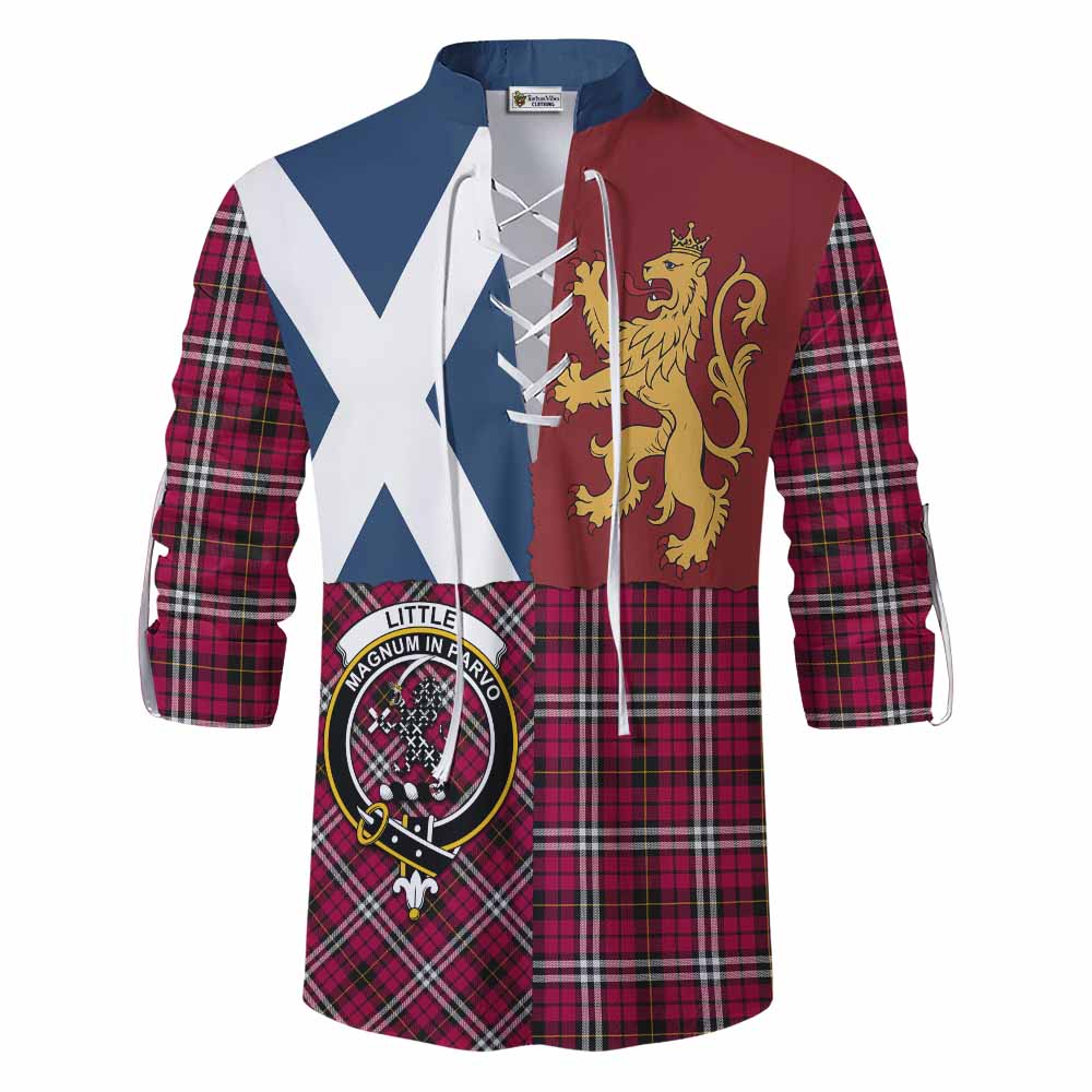 Little Crest Tartan Ghillie Shirt with Lion Rampant Saltire Style - Tartan Vibes Clothing