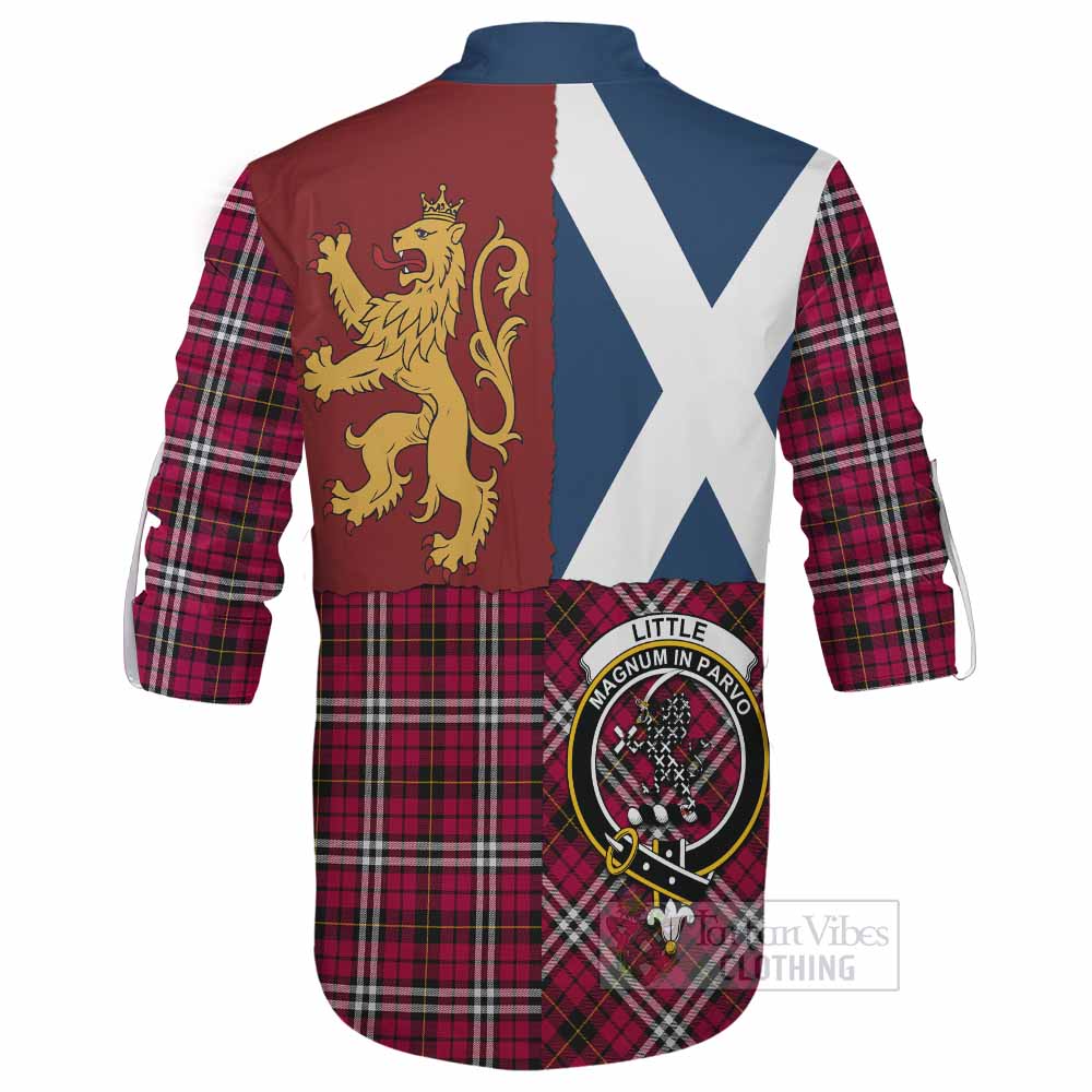 Little Crest Tartan Ghillie Shirt with Lion Rampant Saltire Style - Tartan Vibes Clothing