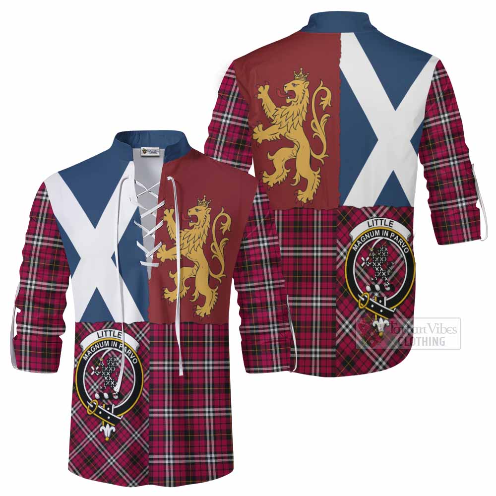 Little Crest Tartan Ghillie Shirt with Lion Rampant Saltire Style - Tartan Vibes Clothing