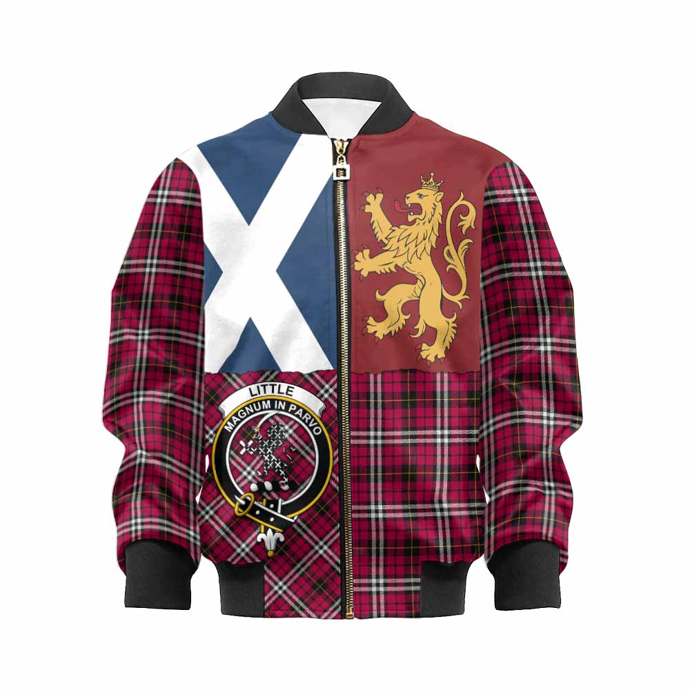 Little Crest Tartan Kid Bomber Jacket with Lion Rampant Saltire Style - Tartan Vibes Clothing