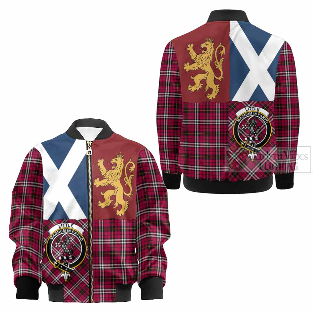 Little Crest Tartan Kid Bomber Jacket with Lion Rampant Saltire Style - Tartan Vibes Clothing