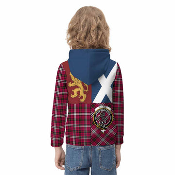 Little Crest Tartan Kid Hoodie with Lion Rampant Saltire Style
