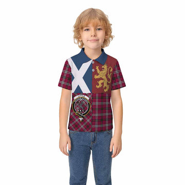 Little Crest Tartan Kid Polo Shirt with Lion Rampant Saltire Style