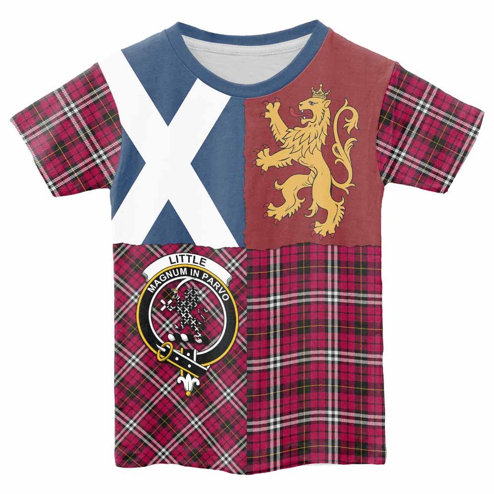 Little Crest Tartan Kid T-shirt with Lion Rampant Saltire Style - Tartan Vibes Clothing