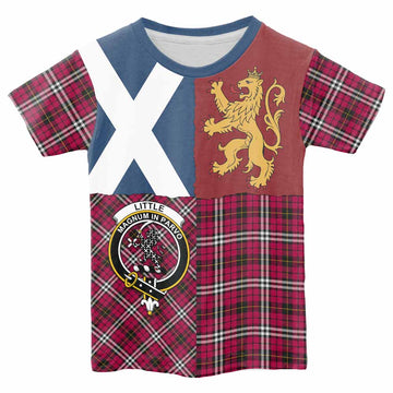 Little Crest Tartan Kid T-shirt with Lion Rampant Saltire Style - Tartan Vibes Clothing
