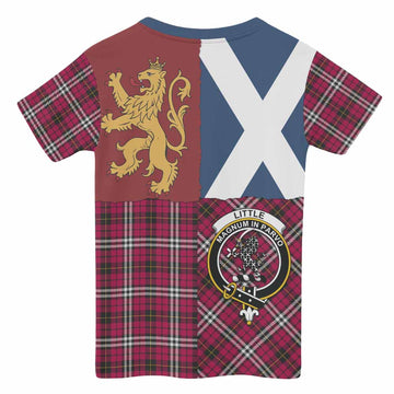 Little Crest Tartan Kid T-shirt with Lion Rampant Saltire Style - Tartan Vibes Clothing