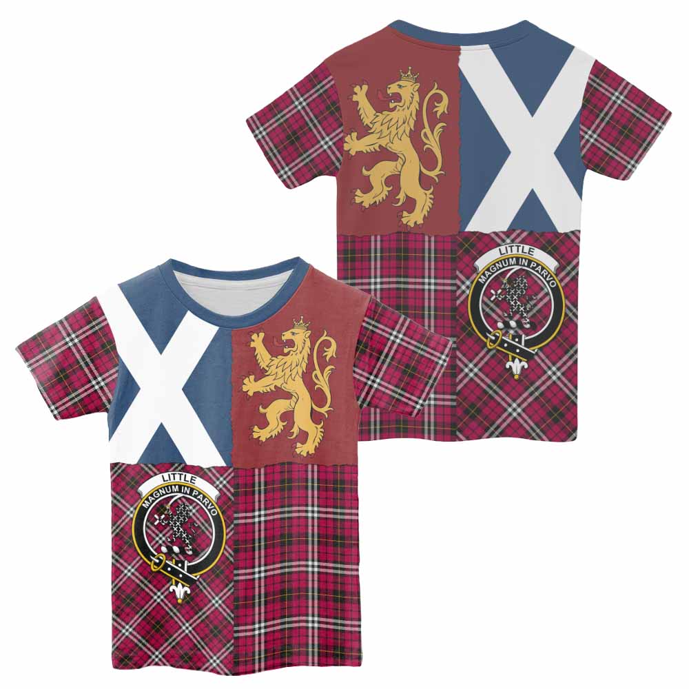 Little Crest Tartan Kid T-shirt with Lion Rampant Saltire Style - Tartan Vibes Clothing