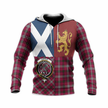 Little Crest Tartan Knitted Hoodie with Lion Rampant Saltire Style