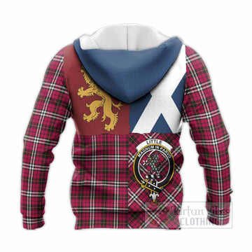 Little Crest Tartan Knitted Hoodie with Lion Rampant Saltire Style