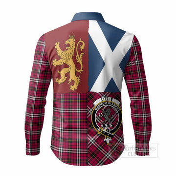 Little Crest Tartan Long Sleeve Button Shirts with Lion Rampant Saltire Style