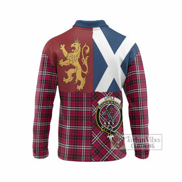 Little Crest Tartan Long Sleeve Polo Shirt with Lion Rampant Saltire Style