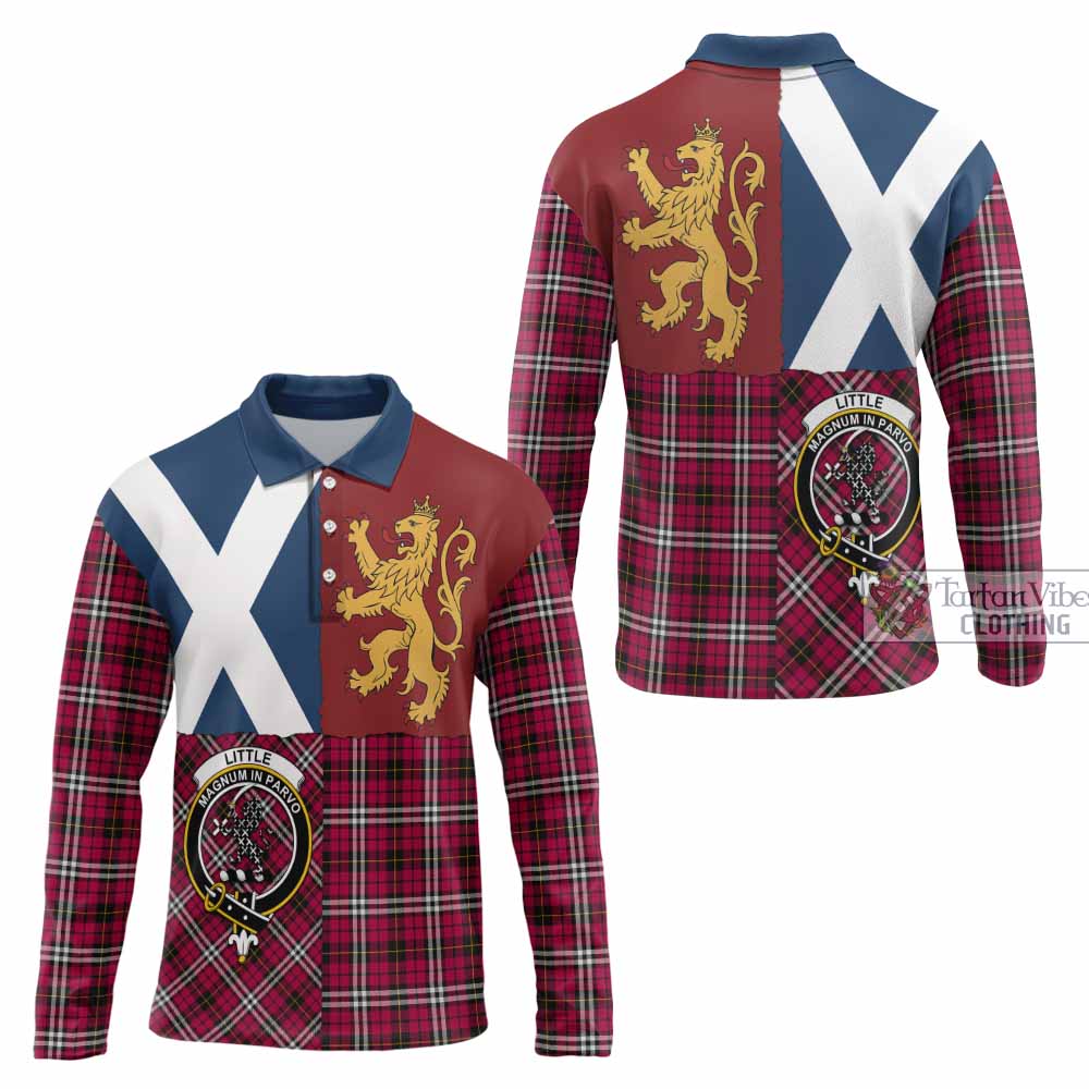 Little Crest Tartan Long Sleeve Polo Shirt with Lion Rampant Saltire Style