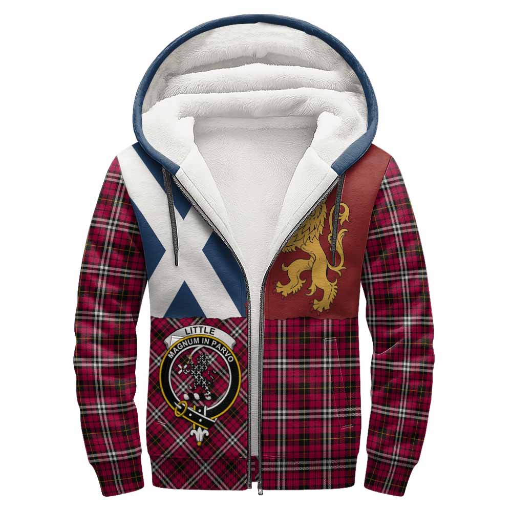 Little Crest Tartan Sherpa Hoodie with Lion Rampant Saltire Style