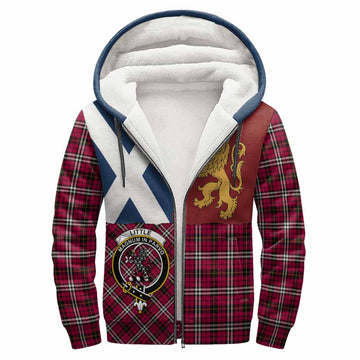 Little Crest Tartan Sherpa Hoodie with Lion Rampant Saltire Style