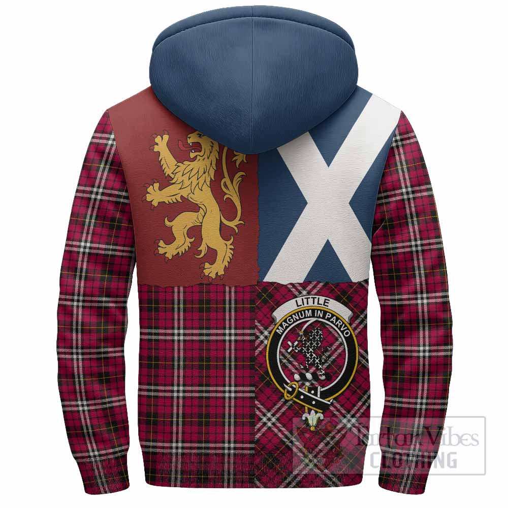 Little Crest Tartan Sherpa Hoodie with Lion Rampant Saltire Style