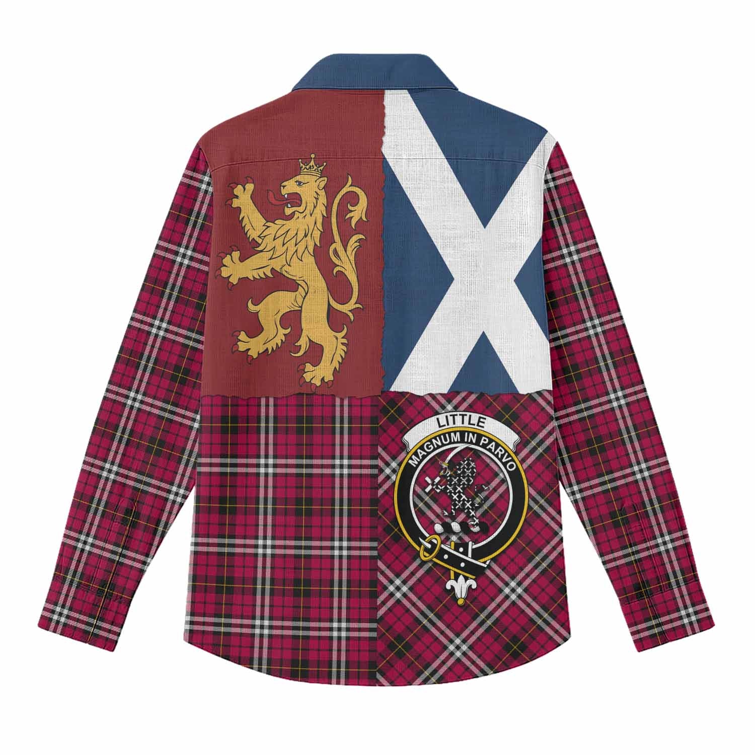 Little Crest Tartan Women Casual Shirt with Lion Rampant Saltire Style