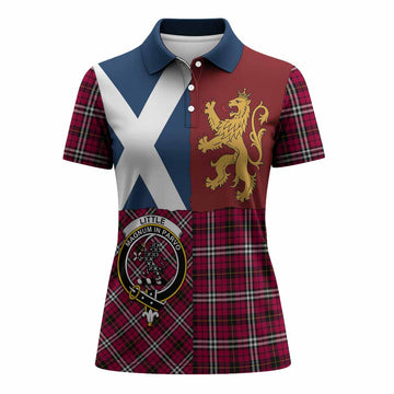 Little Crest Tartan Women Polo Shirt with Lion Rampant Saltire Style