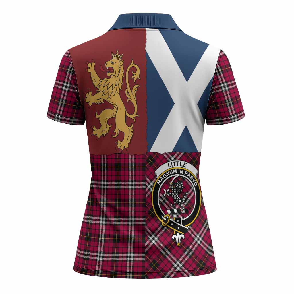 Little Crest Tartan Women Polo Shirt with Lion Rampant Saltire Style