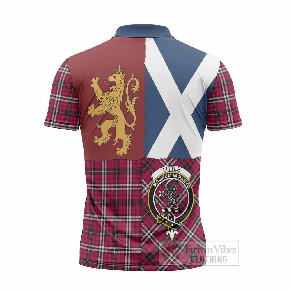 Little Crest Tartan Zipper Polo Shirt with Lion Rampant Saltire Style