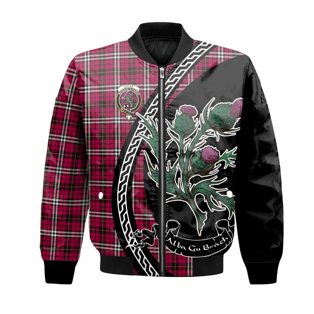 Little Family Crest Tartan Bomber Jacket Alba Thistle Inspired - Tartan Vibes Clothing