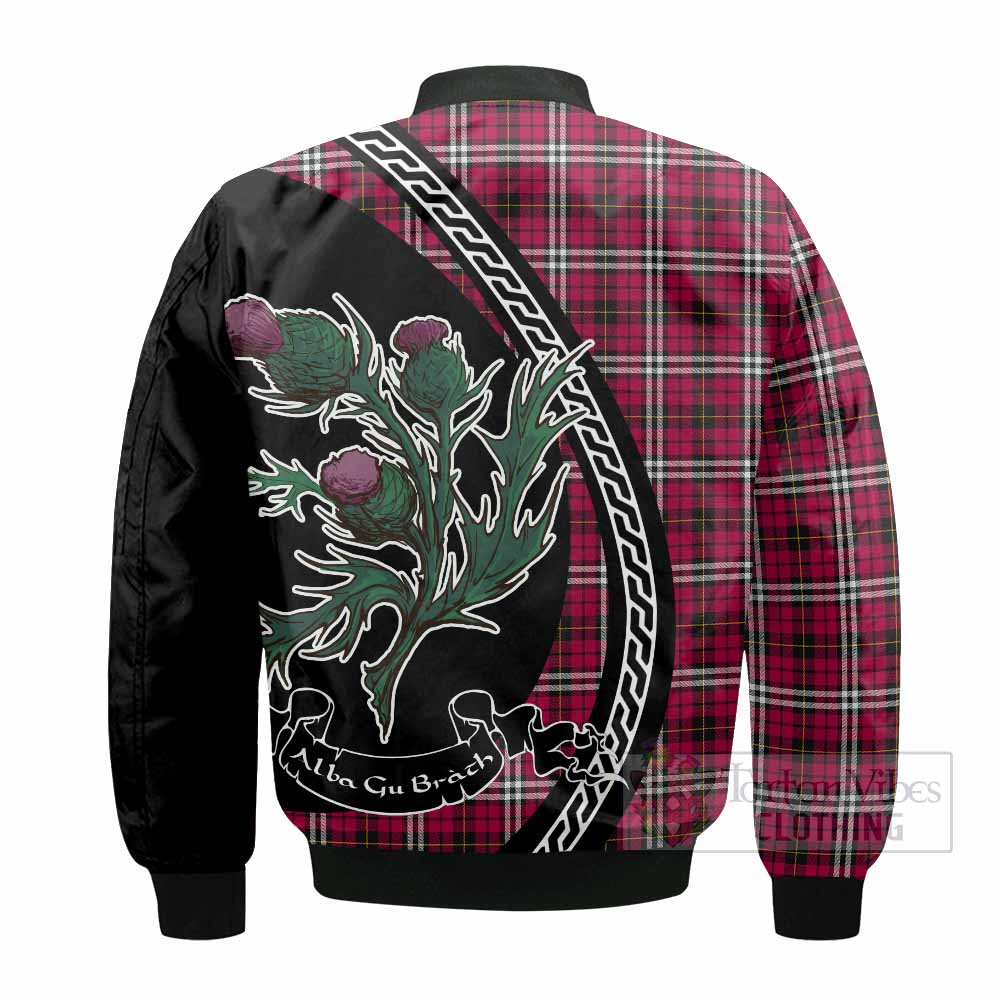 Little Family Crest Tartan Bomber Jacket Alba Thistle Inspired - Tartan Vibes Clothing