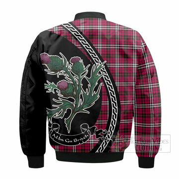 Little Family Crest Tartan Bomber Jacket Alba Thistle Inspired