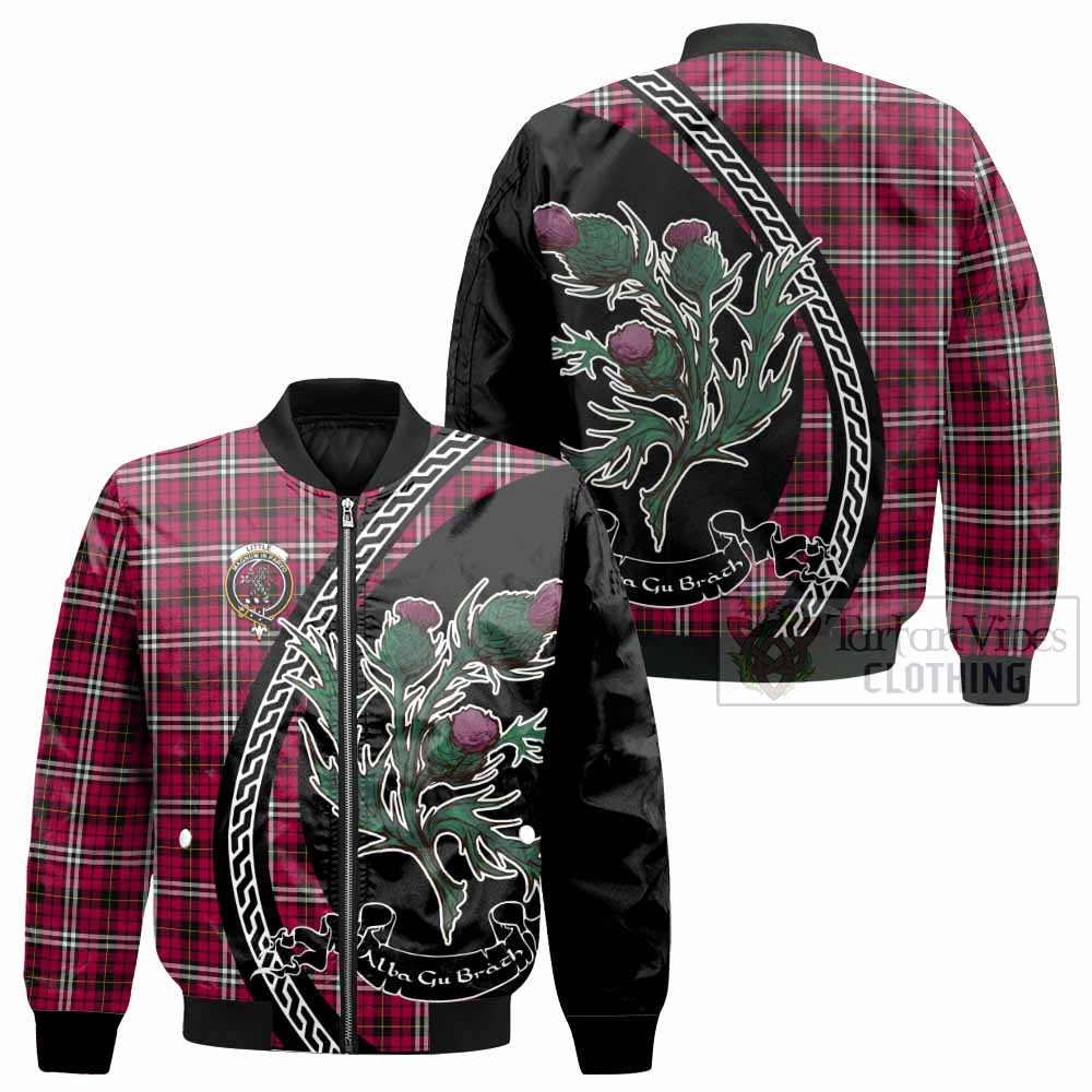 Little Family Crest Tartan Bomber Jacket Alba Thistle Inspired - Tartan Vibes Clothing