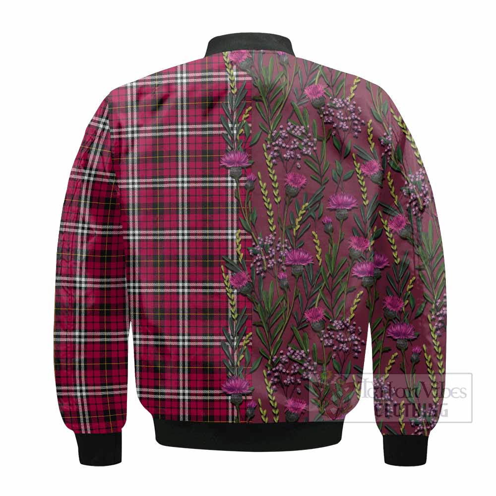 Little Family Crest Tartan Bomber Jacket Scottish Thistle Flower Pattern Half Style - Tartan Vibes Clothing