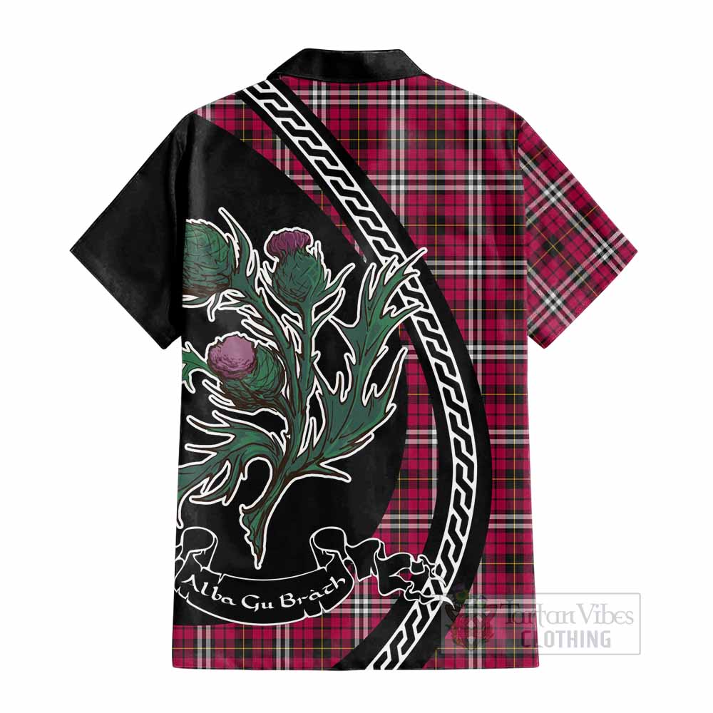 Little Family Crest Tartan Cotton Hawaiian Shirt Alba Thistle Inspired - Tartan Vibes Clothing