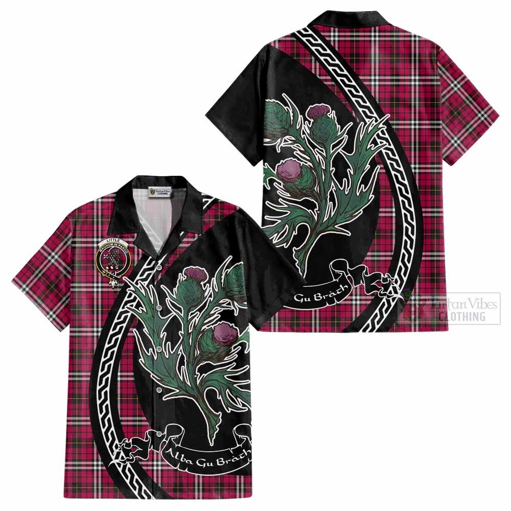 Little Family Crest Tartan Cotton Hawaiian Shirt Alba Thistle Inspired - Tartan Vibes Clothing