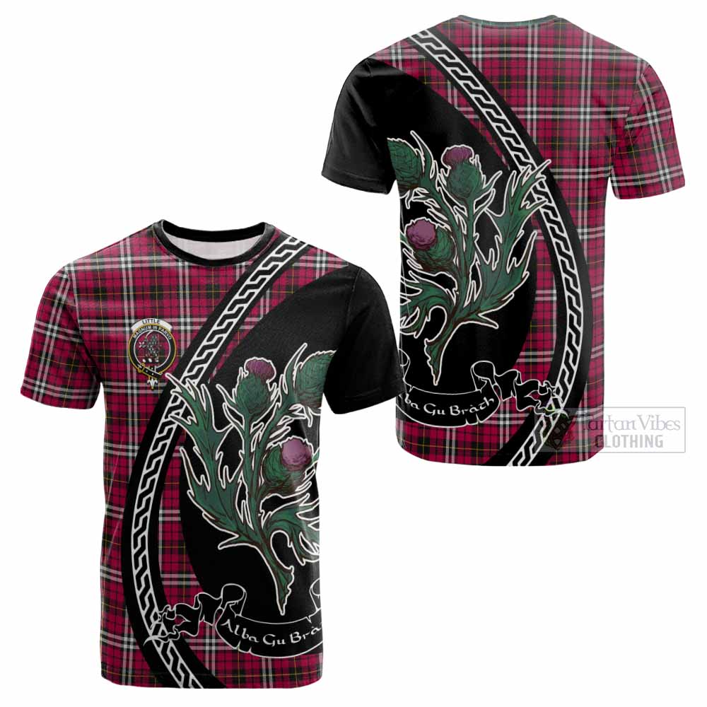 Little Family Crest Tartan Cotton T-shirt Alba Thistle Inspired - Tartan Vibes Clothing