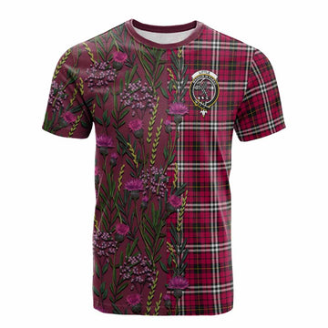 Little Family Crest Tartan Cotton T-shirt Scottish Thistle Flower Pattern Half Style - Tartan Vibes Clothing