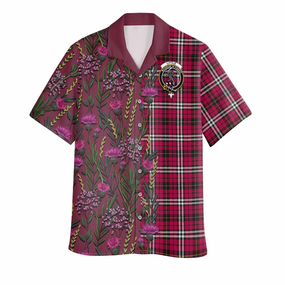 Little Family Crest Tartan Hawaiian Shirt Scottish Thistle Flower Pattern Half Style - Tartan Vibes Clothing
