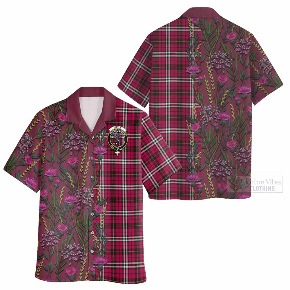 Little Family Crest Tartan Hawaiian Shirt Scottish Thistle Flower Pattern Half Style - Tartan Vibes Clothing