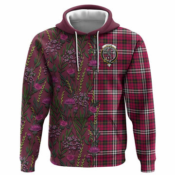Little Family Crest Tartan Hoodie Scottish Thistle Flower Pattern Half Style - Tartan Vibes Clothing