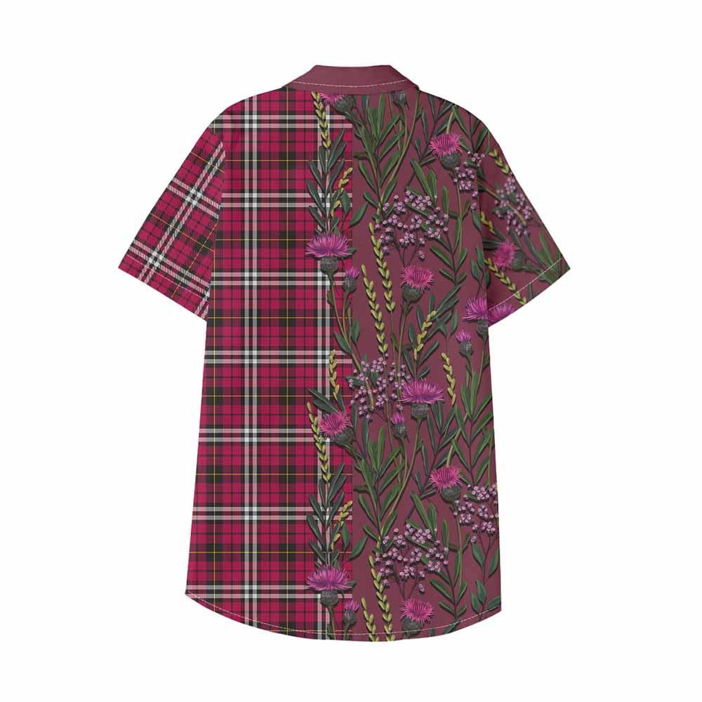 Little Family Crest Tartan Kid Hawaiian Shirt Scottish Thistle Flower Pattern Half Style - Tartan Vibes Clothing