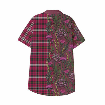 Little Family Crest Tartan Kid Hawaiian Shirt Scottish Thistle Flower Pattern Half Style - Tartan Vibes Clothing
