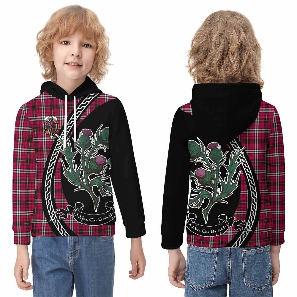 Little Family Crest Tartan Kid Hoodie Alba Thistle Inspired - Tartan Vibes Clothing