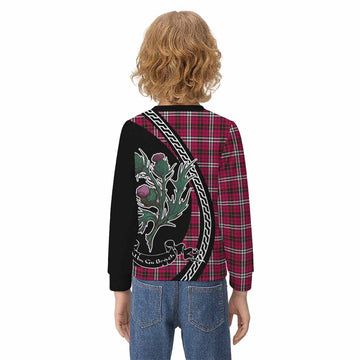 Little Family Crest Tartan Kid Knitted Sweatshirt Alba Thistle Inspired - Tartan Vibes Clothing