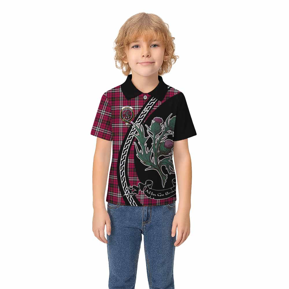 Little Family Crest Tartan Kid Polo Shirt Alba Thistle Inspired - Tartan Vibes Clothing