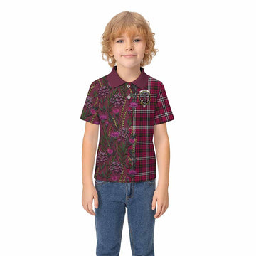 Little Family Crest Tartan Kid Polo Shirt Scottish Thistle Flower Pattern Half Style - Tartan Vibes Clothing