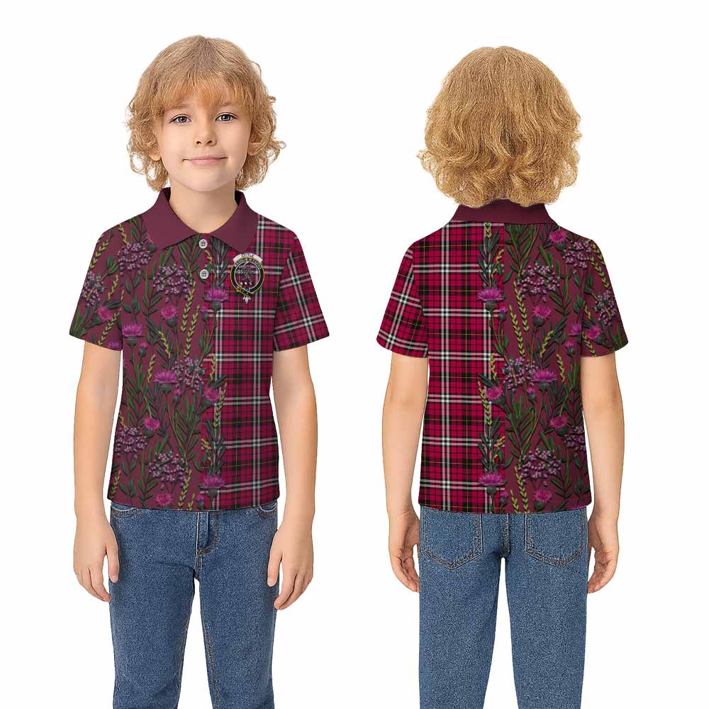 Little Family Crest Tartan Kid Polo Shirt Scottish Thistle Flower Pattern Half Style - Tartan Vibes Clothing