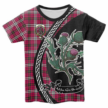 Little Family Crest Tartan Kid T-shirt Alba Thistle Inspired - Tartan Vibes Clothing