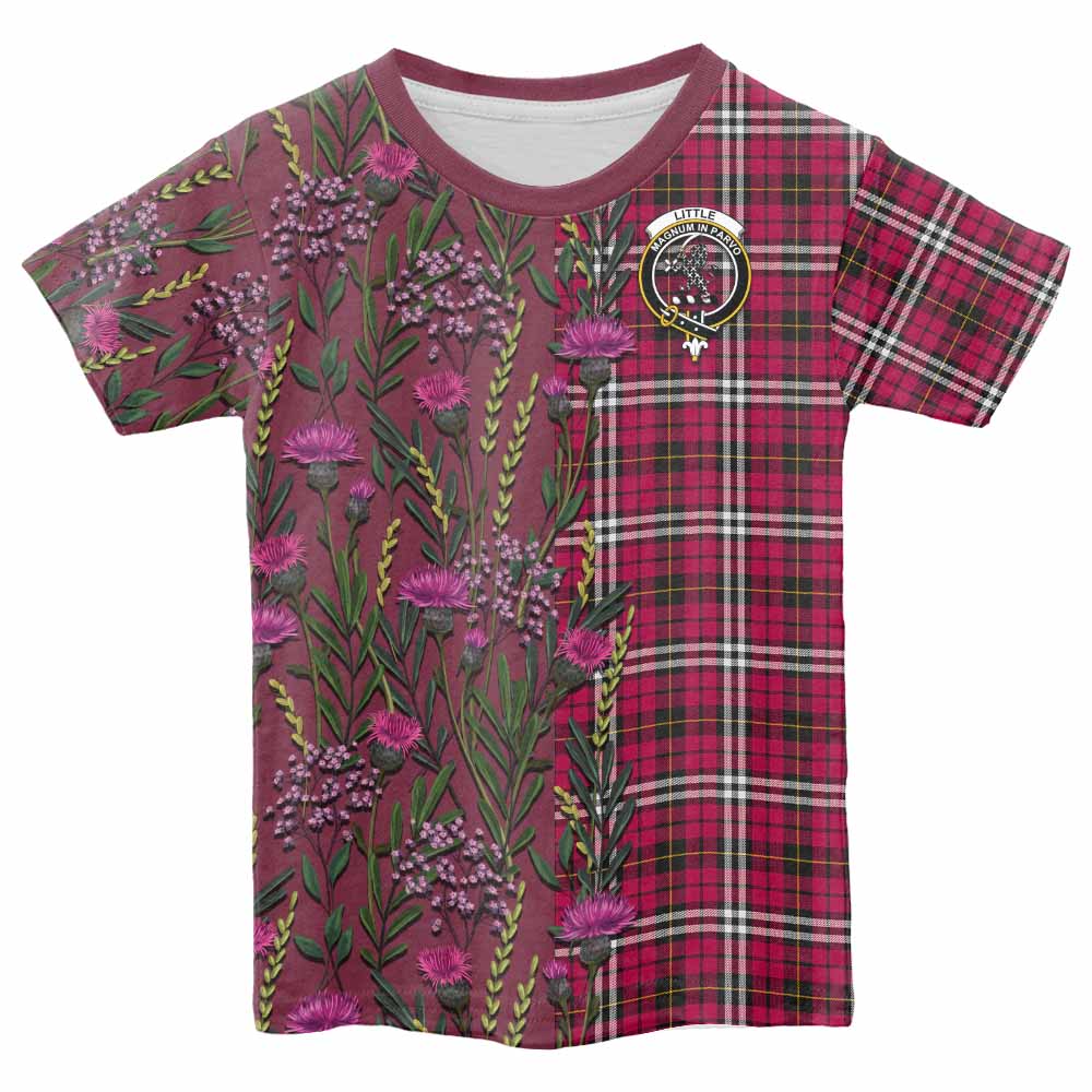 Little Family Crest Tartan Kid T-shirt Scottish Thistle Flower Pattern Half Style - Tartan Vibes Clothing
