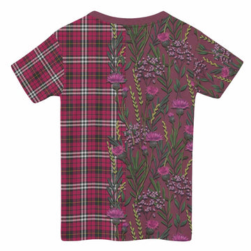 Little Family Crest Tartan Kid T-shirt Scottish Thistle Flower Pattern Half Style - Tartan Vibes Clothing