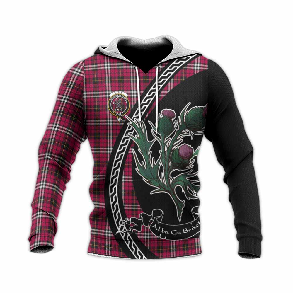 Little Family Crest Tartan Knitted Hoodie Alba Thistle Inspired - Tartan Vibes Clothing