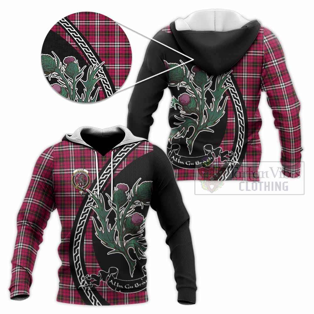 Little Family Crest Tartan Knitted Hoodie Alba Thistle Inspired - Tartan Vibes Clothing